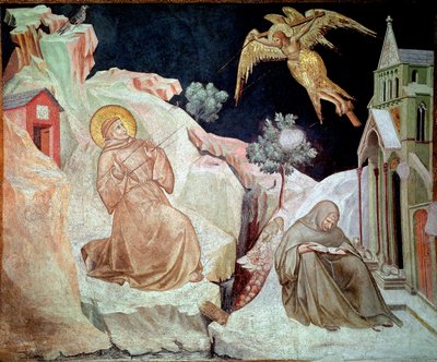 聖痕を受けるアッシジの聖フランソワ Pietro Lorenzetti（1280/1285-1348）によるフレスコ画 1324-1325年 アッシジ、サン・フランチェスコ聖堂（アッシジの聖フランソワの聖堂）、下部教会 作： Pietro Lorenzetti