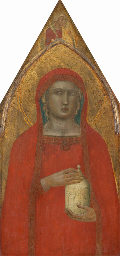 聖マグダラのマリアと天使[左パネル] 作： Pietro Lorenzetti