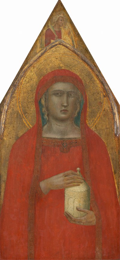 天使を抱く聖マグダラのマリア [左パネル]、おそらく 1340 年。 作： Pietro Lorenzetti