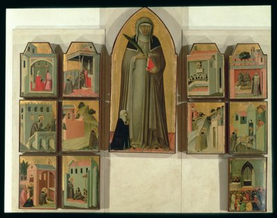 祝福された謙虚さの生活、c.1341（パネル上のテンペラ）のシーン（詳細は85685を参照） 作： Pietro Lorenzetti