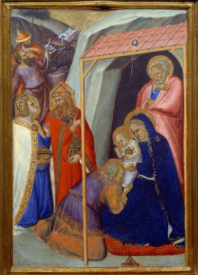 ピエトロ・ロレンツェッティ(1280-1348)作「木彫彫像 マギの崇拝 作： Pietro Lorenzetti