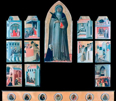祝福された謙虚さと彼女の生涯からの11の物語、c1306-1348 作： Pietro Lorenzetti