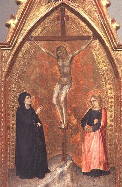 聖母マリアと神学者ヨハネのいる磔刑図」 1330年頃 （パネルにテンペラ） 作： Pietro Lorenzetti