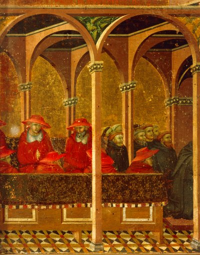 教皇ホノリウス4世による新しいカルメル会の習慣の承認 作： Pietro Lorenzetti