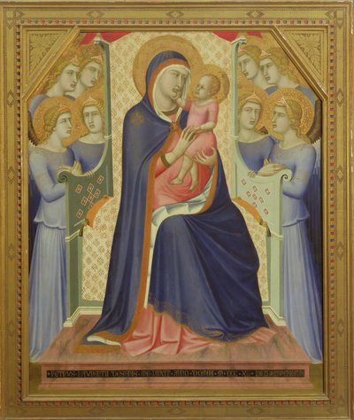 天使に即位した処女と子供、1340（パネル上のテンペラ） 作： Pietro Lorenzetti