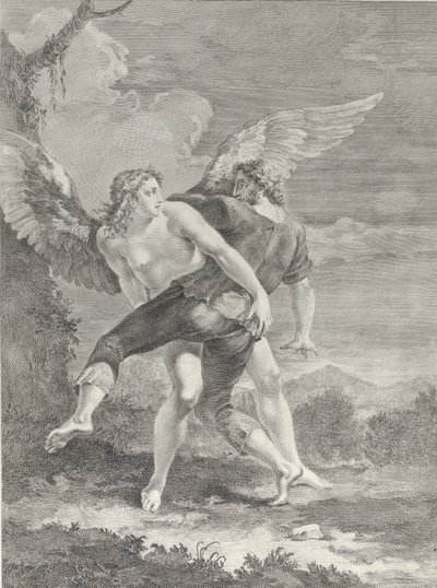 天使と格闘するヤコブ、1730～39年。 作： Pietro Monaco