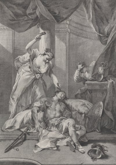 眠っているシセラの神殿にテントのペグを打ち込むジャエル。 1730-39。 作： Pietro Monaco