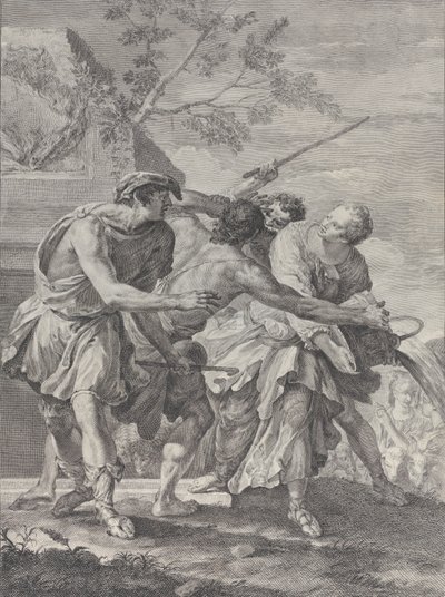 イエトロの娘たちを守るモーセ、1732～50年。 作： Pietro Monaco