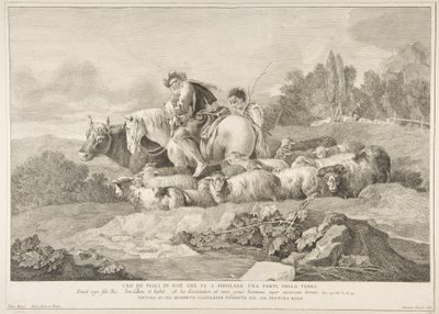 地球の一部に住むために行くノアの息子の一人 Uno de figli di Noè c..., 1743-63. 作： Pietro Monaco