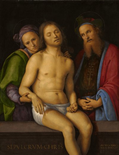 死んだキリストとアリマテアのヨセフとニコデモ 作： Pietro Perugino