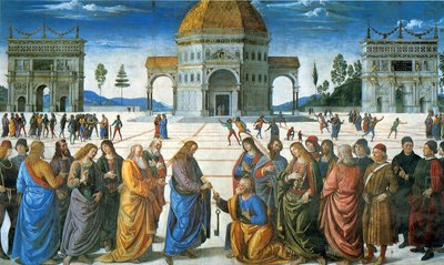 聖ペテロへの鍵の配達、1481 作： Pietro Perugino