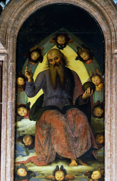 父なる神の祝福」（パヴィアのチェルトーザのポリプティクより 作： Pietro Perugino
