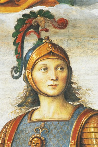 ホレス・コクライト、ペルジーノ（1450年頃～1523年）作、イタリア、ウンブリア州ペルージャのプリオール宮殿にあるコレジオ・デル・カンビオ（変革の大学）の謁見の間のフレスコ画 作： Pietro Perugino