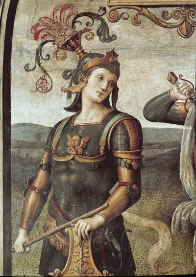 ルシウス・クインティウス 「強さと節制の詳細」（フレスコ画 作： Pietro Perugino