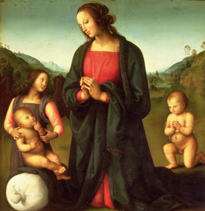 キリストの子供を崇拝するマドンナ（マドンナデルサッコ） 作： Pietro Perugino