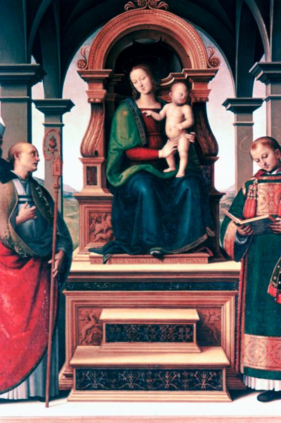 マドンナと聖人の子、c1470-1523 作： Pietro Perugino