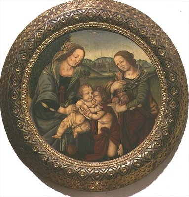 聖母子像と聖エリザベート、幼い洗礼者ヨハネ（パネル） 作： Pietro Perugino