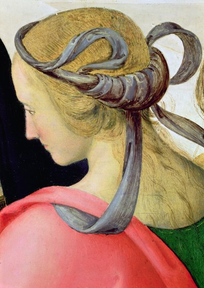 聖母の結婚、聖母の仲間の1人を示す詳細、53750の1500-04油彩 作： Pietro Perugino