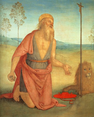 聖ジェローム、c。 1512 作： Pietro Perugino