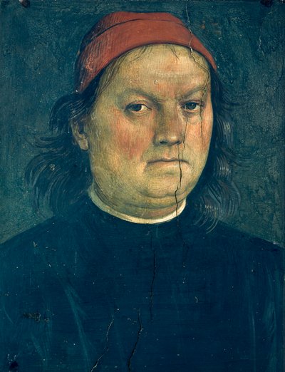 自画像 1500年頃 ピエトロ・ペルジーノ（1450年頃～1523年）作 フレスコ画 40x30.5cm 作： Pietro Perugino