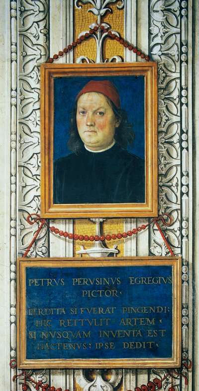 自画像とタイトルブロック 作： Pietro Perugino