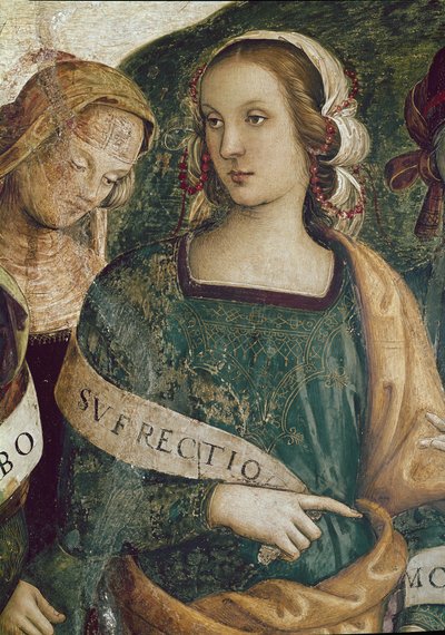 ペルシャのシビル永遠の父が預言者とシビルを取り囲む（フレスコ画）」の詳細 作： Pietro Perugino