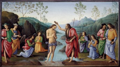キリストの洗礼 ピエトロ・ヴァヌッチ・ディット・イル・ペルジーノ（ペルジン）の絵画 作： Pietro Perugino