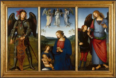 祭壇画の3つのパネル、チェルトーザ、c。 1500 作： Pietro Perugino