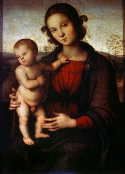 15世紀後半または16世紀初頭の聖母子 作： Pietro Perugino