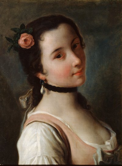 「バラを持つ少女」、18世紀半ば 作： Pietro Antonio Rotari