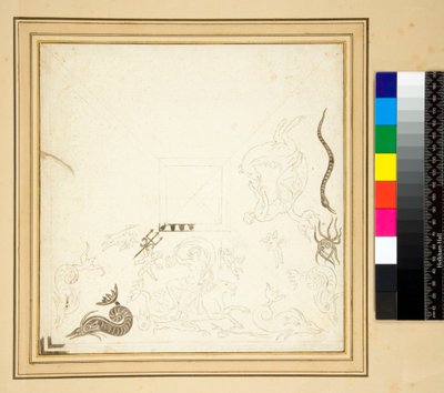 &39;Carciofolo&39;モザイク舗装（鉛筆）の不完全な描画 作： Pietro Santi Bartoli