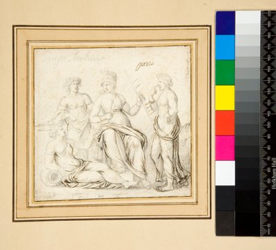 アテナと3人の女性(ペンと鉛筆) 作： Pietro Santi Bartoli