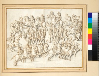 アントニヌス・ピウスの円柱の基部、東側（ペンとグレーのウォッシュ 作： Pietro Santi Bartoli