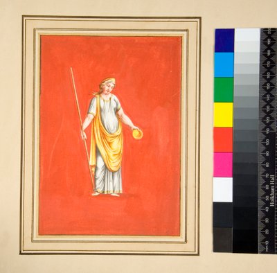 ステファンの女性像（黒チョーク、一部はペンと茶色のインク、水彩画で着色 作： Pietro Santi Bartoli