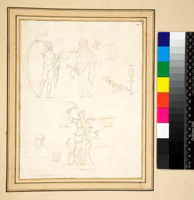 3人の人物のスケッチ（鉛筆 作： Pietro Santi Bartoli