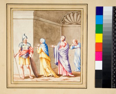 いわゆる「コリオレイナス」（黒チョーク、一部はペンと茶色のインク、水彩で着色 作： Pietro Santi Bartoli