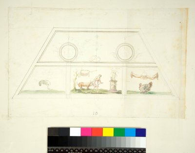 ヴィラ・マダマのヴォールト（黒チョーク、一部はペンと茶色のインク、水彩画で着色 作： Pietro Santi Bartoli