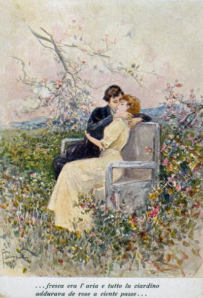 二人の恋人 ピエトロ・スコッペッタ（1863～1920年）のイラストレーション イタリア 20世紀 作： Pietro Scoppetta