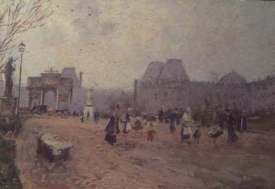パリ、チュイルリー公園の眺め 作： Pietro Scoppetta