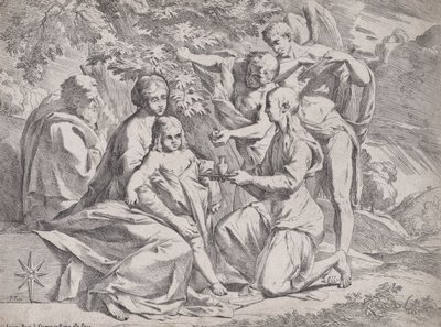 天使が出席した聖家族、ca。 1642-44。 作： Pietro Testa