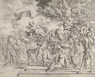 イフィゲニアの犠牲、約。 1640-42。 作： Pietro Testa