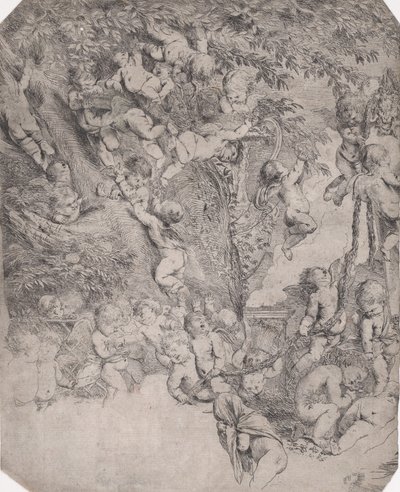 金星の庭、左上隅の証拠印象 1631-37。 作： Pietro Testa
