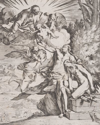 父アブラハムによるイサクの犠牲。 1640-42。 作： Pietro Testa