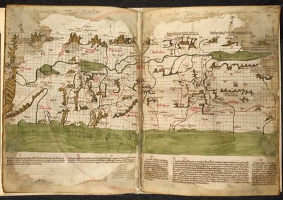 聖地の地図。 作： Pietro Vesconte