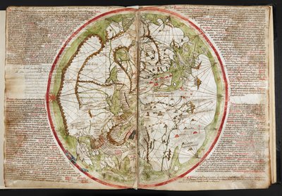 世界地図、c.1320-25（ベラム） 作： Pietro Vesconte
