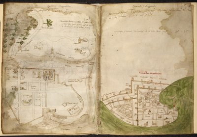 エルサレムとエーカーの地図、マリノ・サヌード・トルセロ、「十字架の信者の秘密の書」、1320-1325年頃（羊皮紙のボディカラー） 作： Pietro Vesconte
