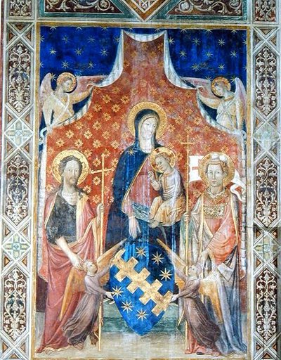 聖人のいる聖母子像（フレスコ画 作： Pietro and Antonio di Miniato
