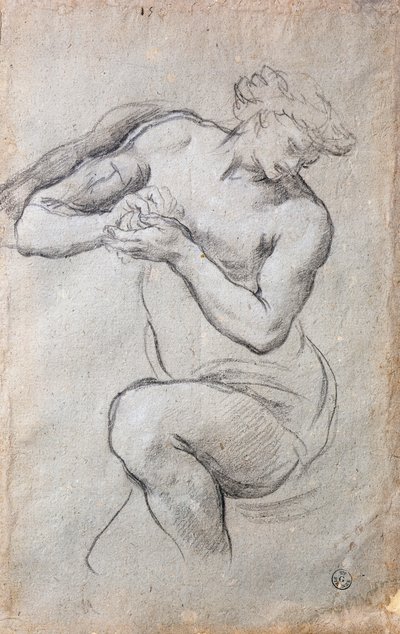 男性像「銀の時代のバッカスのための習作」フレスコ画 作： Pietro da Cortona