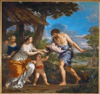 ファウストゥスが見つけたロムルスとレムス ... 作： Pietro da (1596-1669) Cortona