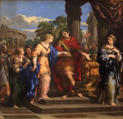 クレオパトラにエジプトの王座を与えるシーザー 1637年頃（油彩・キャンバス 作： Pietro da Cortona